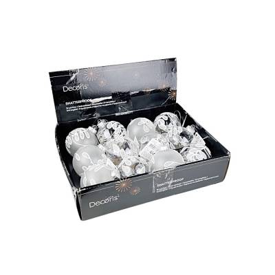 12 Weihnachtskugeln Mistletoe Transparent Silber Ø 8 cm Kunststoff