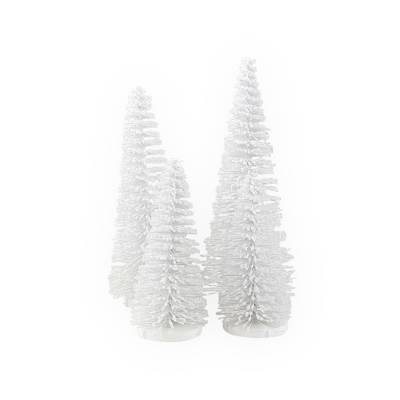 Deko-Objekt-Set Glam 4-tlg. weiß Tanne H 15 cm H 8 cm Kunststoff