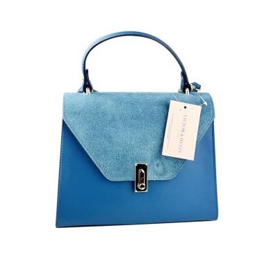 Leder-Handtasche Shake Other Rindsleder Blau 24x20x10 cm