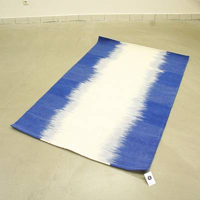 Handgewebter Wollteppich Alicia 120 x 180 cm blau creme Muster
