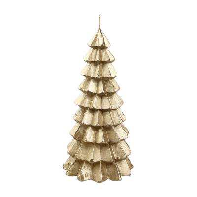 Deko-Kerze Tree Tannenbaum Gold Wachs Ø 10 x H 20 cm