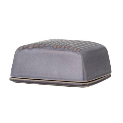Raben Butterdose Grau Steingut 14x6x10cm mit Deckel