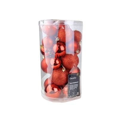 30-tlg. Bruchfestes Weihnachtskugel-Set Mona rot Kunststoff