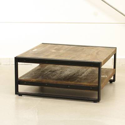 Couchtisch Delhi,Mangoholz und Stahl B90 x T90 x H41,5