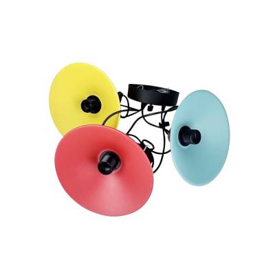 Pendelleuchte Neslihan Schwarz Gelb Rot Blau Metall Ø 24 cm