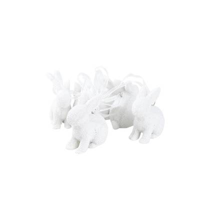 Mini-Osterhasen Pailletti 6 Stück Weiß B 5 x H 6 cm