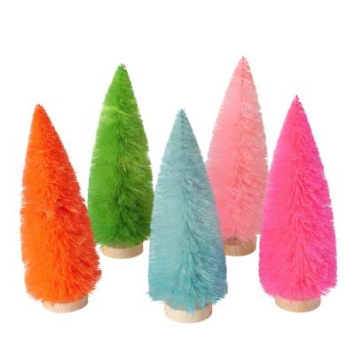 1x Dekoaufsteller Baum Holz mehrfarbig XMAS Sisal Neon