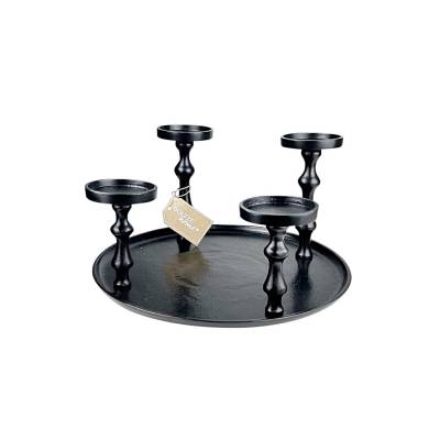 Kerzenhalter Furo schwarz rund Ø 36 x H 21 cm Aluminium