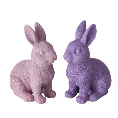 1x Figur Graham Hase H12,5cm Kunstharz Lila Rosa