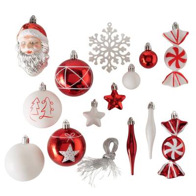 70 tlg. Weihnachtsanhänger Selection handmade rot weiß