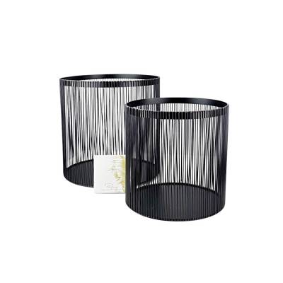Handgefertigte Windlichter Nobo, 2er-Set Ø 33 x H 36 T 33 cm schwarz