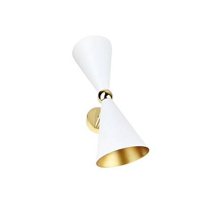 Wandleuchte Vesper dimmbar Metall Goldfarben Weiß Retro-Design