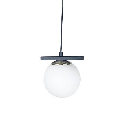 Hängeleuchte Uzum Metall Glas Ø 17 cm H 15 cm Schwarz Weiß