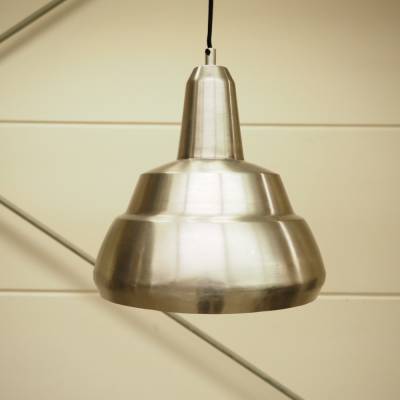 Design-Hängeleuchte Tristan silber gebürstet Eisen Lampe Schirm Ø35cm