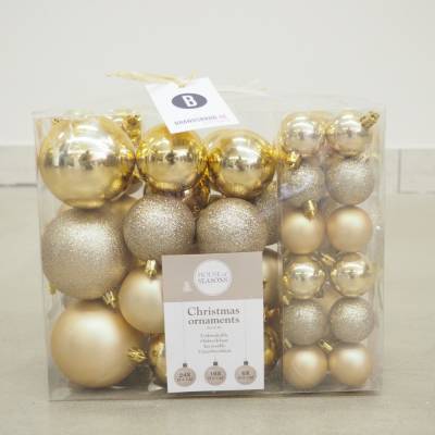 Weihnachtskugel-Set Silvia goldfarbig 46-tlg. Kunststoff