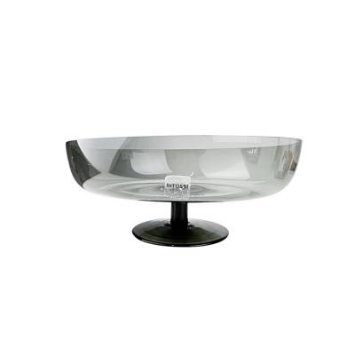 Mundgeblasene Glas-Servierschale Diseguale Ø 25 cm modern grau