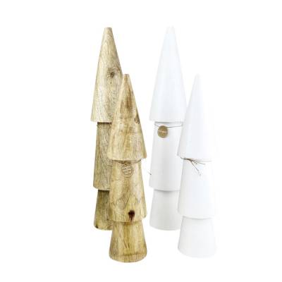 Deko-Objekt-Set Treemo 4-tlg. H 46 H 58 Braun Weiß Tanne Holz