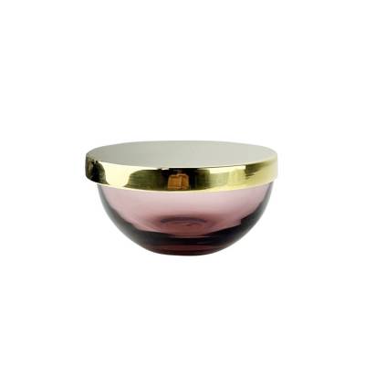 Aufbewahrungsdose Tota Round rosé Ø 9 x H 5 cm Glas Messing