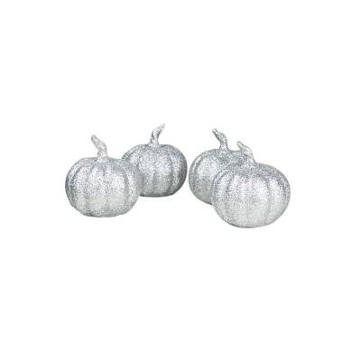 Deko-Kürbis Dixie 4 Stück silberfarben Ø 9 x H 9 cm