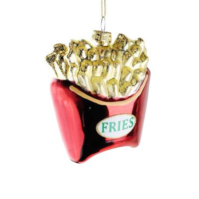 Glas-Baumanhänger Fries Rot Gold Metall B 9 cm H 11 cm T 6 cm