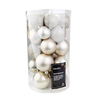 Bruchfestes Weihnachtskugel-Set Mona 30-tlg.Perle 4-6cm